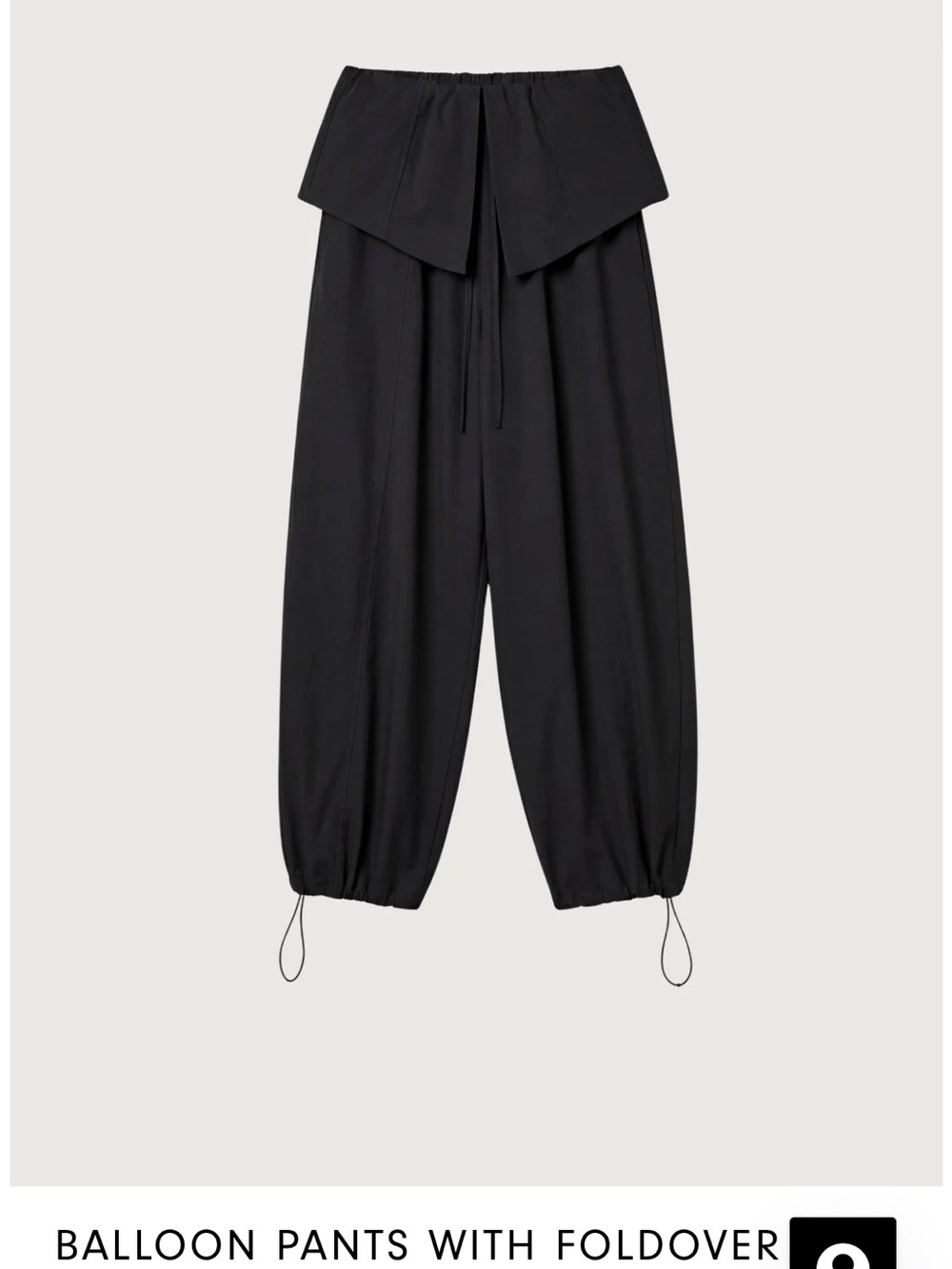 OAK + FORT Black Balloon Pants with Foldover Waistband